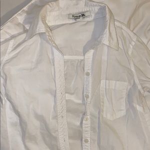 Forever 21 White Button-Up Shirt Size Small